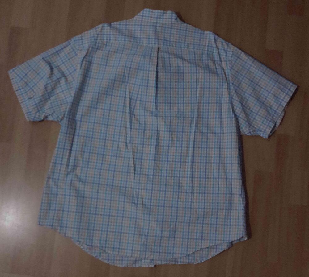 Roundtree & Yorke Shirt Mens 2XL Blue Orange Green Plaid Short Sleeve Casual